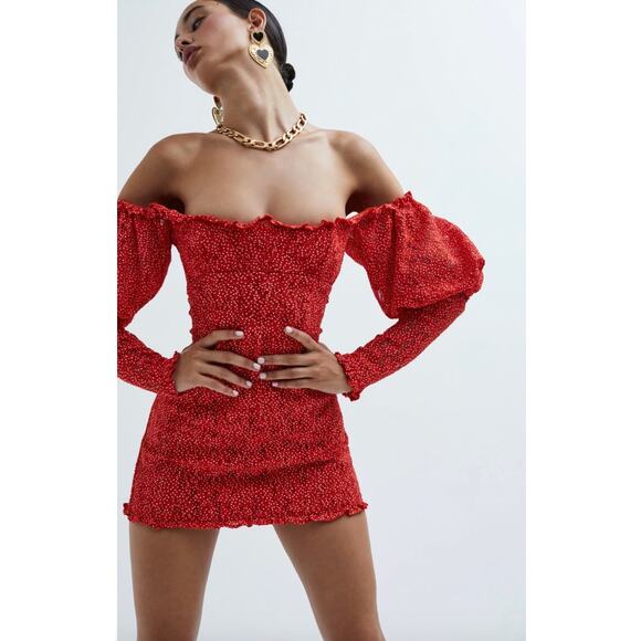 For Love & Lemons Clarisse Off Shoulder Mini Dress - Picture 1 of 13